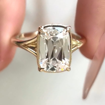 4 CT Elongated Cushion Moissanite Bezel Set With Split Shank Gold Engagement Ring
