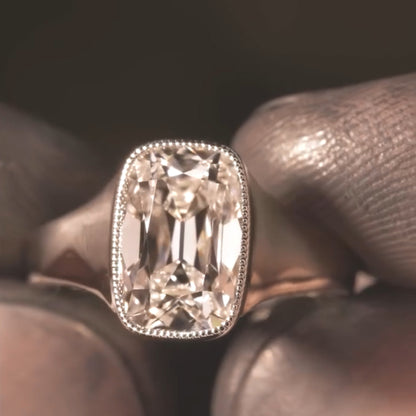 Milgrain Old Mine Cushion Cut Moissanite Engagement Ring in 14K Rose Gold