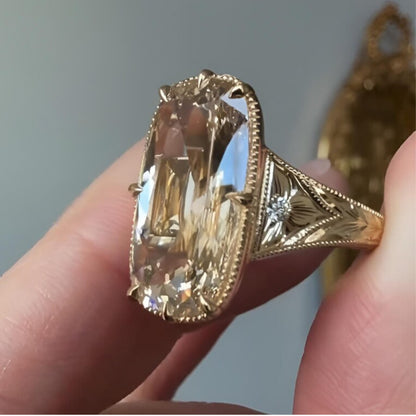 Old Mine 6 CT Elongated Cushion Cut Moissanite Diamond Engagement Ring,14K Solid Gold Promise Ring, Antique Bezel Set Wedding Ring, Anniversary Ring