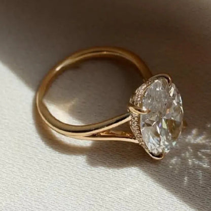2.5 CT Oval Cut Hidden Halo Moissanite Solitaire Ring Gift