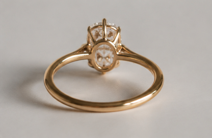 Elongated Cushion Cut Moissanite Solitaire Engagement Ring - Minimalist Compass Setting Gold Ring