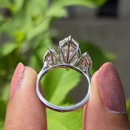 Vintage 3.5CT Marquise Cut Moissanite Diamond Engagement Ring, 14K White Gold Solitaire Ring, Three Stone Wedding Ring, Promise Ring For Her