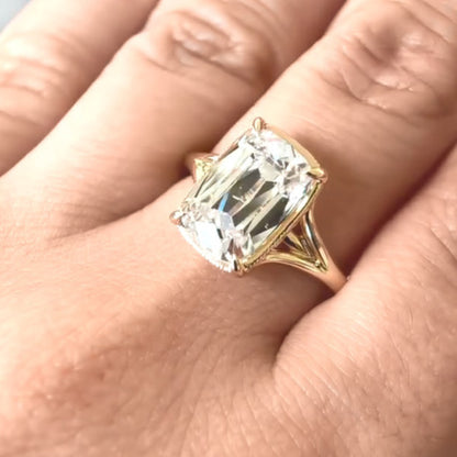 4 CT Elongated Cushion Moissanite Bezel Set With Split Shank Gold Engagement Ring