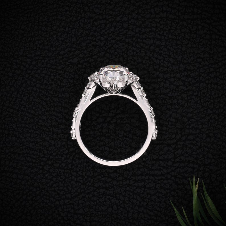 2.5 CT Oval Cut Moissanite Solitaire Ring with Vintage Halo, Solid 10K/14K/18K Gold Floral Bridal Ring, Dainty Stacking Promise Ring for Her