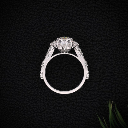 2.5 CT Oval Cut Moissanite Solitaire Ring with Vintage Halo, Solid 10K/14K/18K Gold Floral Bridal Ring, Dainty Stacking Promise Ring for Her