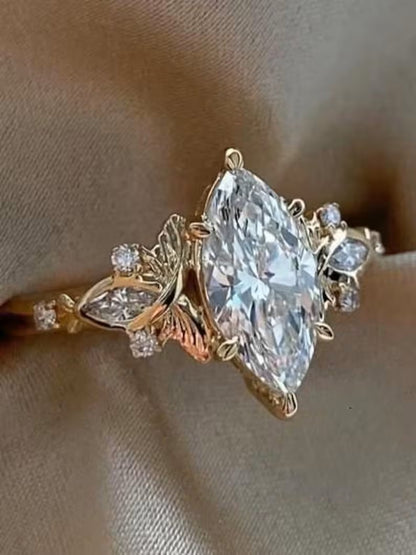 3 CT Marquise Moissanite Engagement Ring in 14K Yellow Gold | Pinsh Diamond