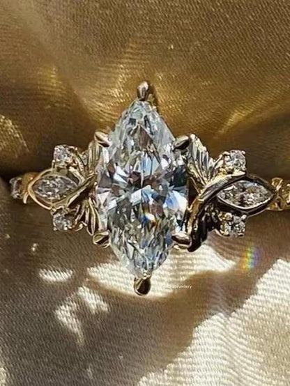 3 CT Marquise Moissanite Engagement Ring in 14K Yellow Gold | Pinsh Diamond