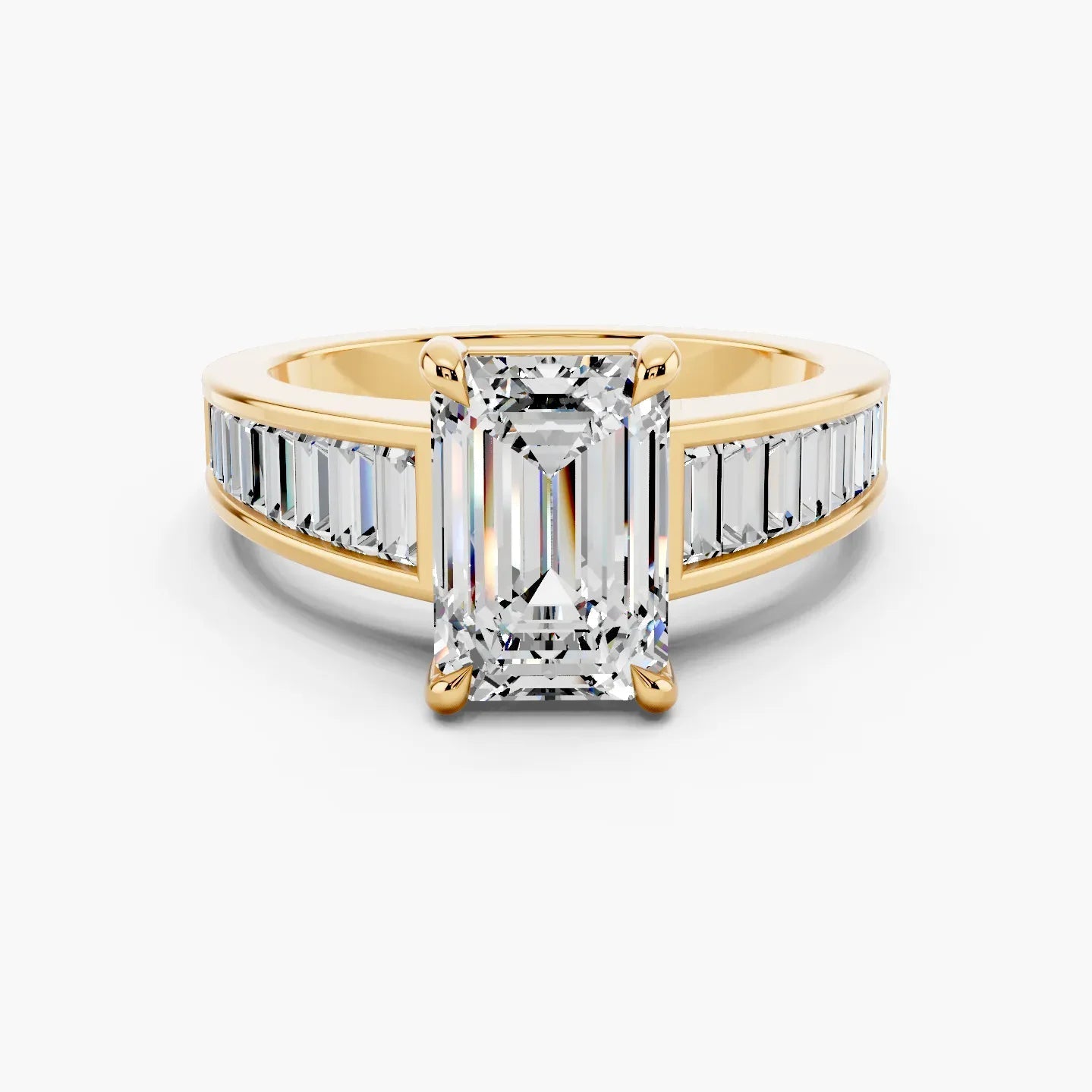 5.0CT Emerald Diamond Moissanite Art Deco Engagement Ring