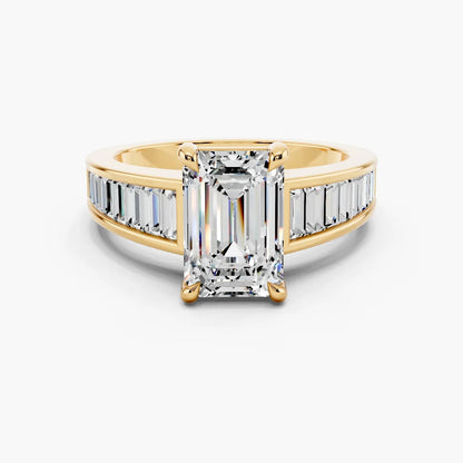 5.0CT Emerald Diamond Moissanite Art Deco Engagement Ring