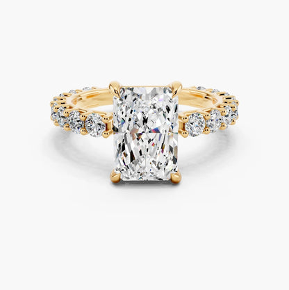 2.50CT Radiant Cut Moissanite Diamond Pave Engagement Ring