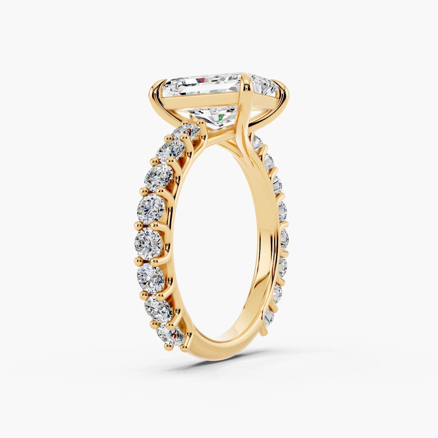 2.50CT Radiant Cut Moissanite Diamond Pave Engagement Ring