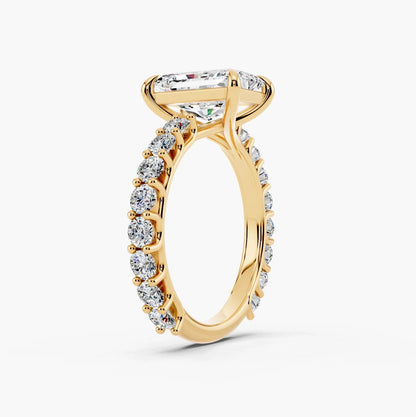 2.50CT Radiant Cut Moissanite Diamond Pave Engagement Ring