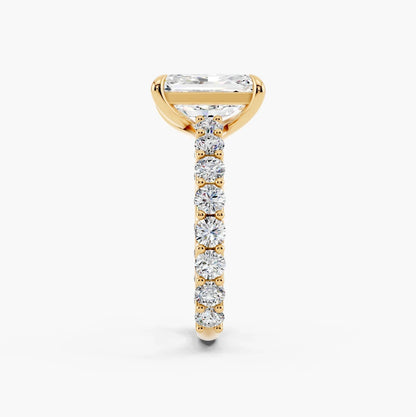 2.50CT Radiant Cut Moissanite Diamond Pave Engagement Ring