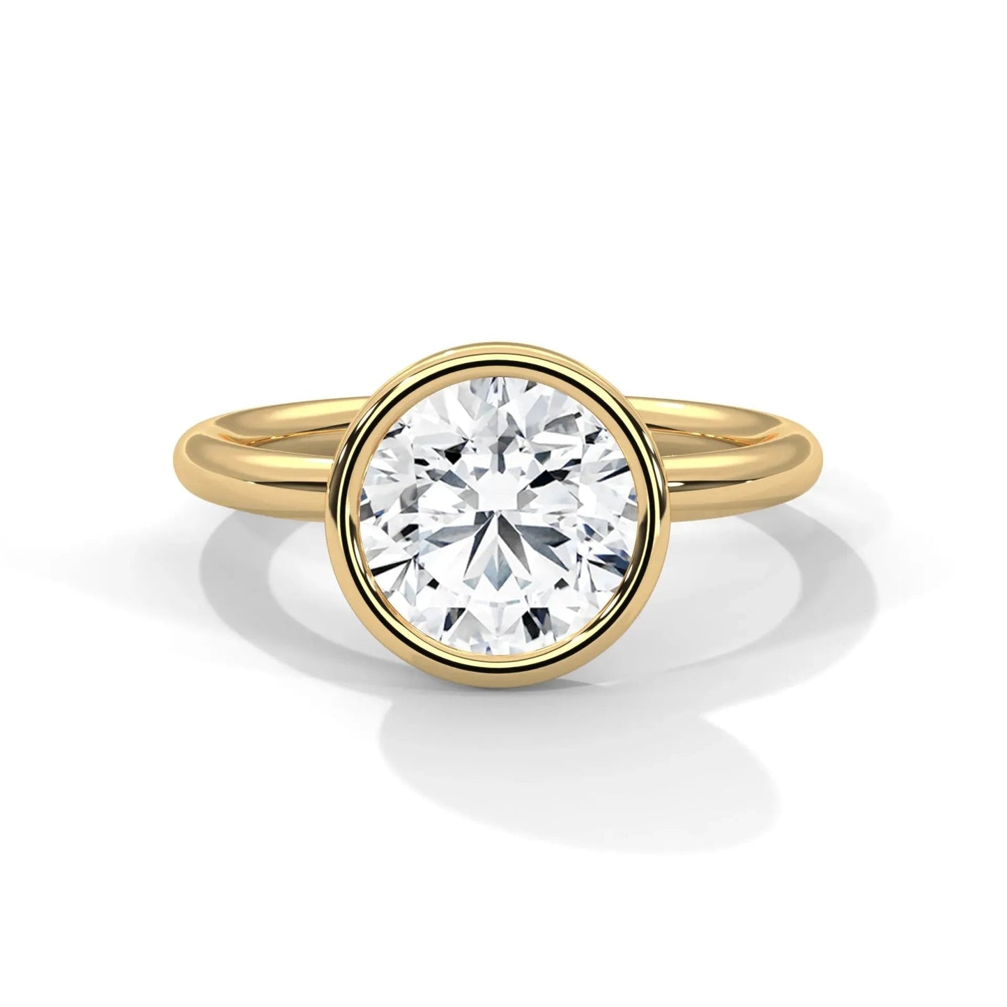 1.0CT Round Diamond Moissanite Bezel Engagement Ring