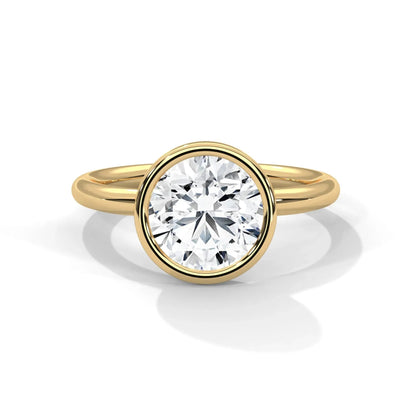 1.0CT Round Diamond Moissanite Bezel Engagement Ring