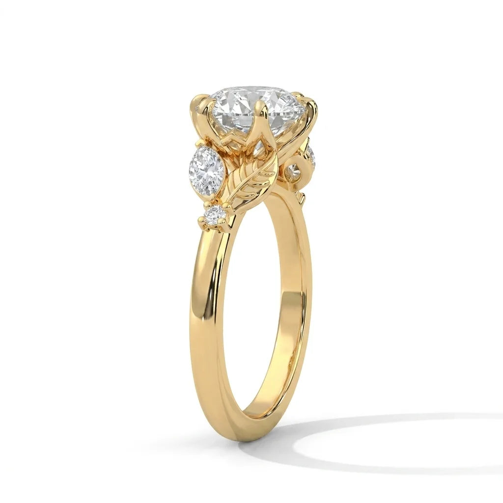 3.50 CT Round Cut Cluster Moissanite Diamond Engagement Ring