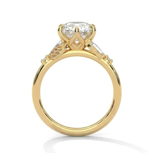 3.50 CT Round Cut Cluster Moissanite Diamond Engagement Ring