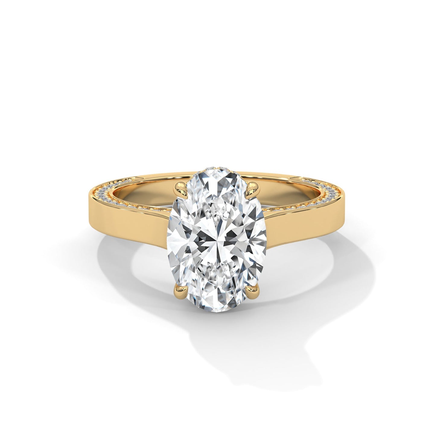 1.50 CT Oval Cut Cigar Band Moissanite Diamond Engagement Ring