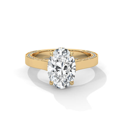 1.50 CT Oval Cut Cigar Band Moissanite Diamond Engagement Ring