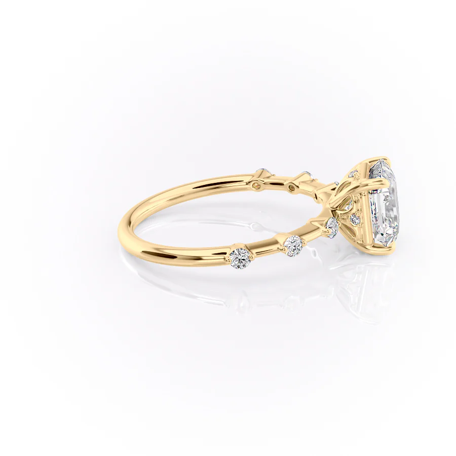 1.0CT Asscher Diamond Moissanite Petite Pave Engagement Ring