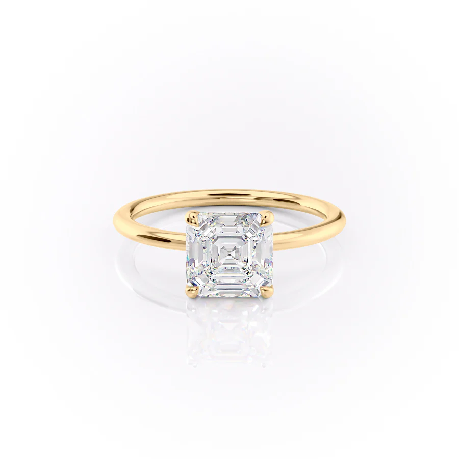 1.0CT Asscher Cut Diamond Moissanite Solitaire Engagement Ring