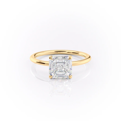 1.0CT Asscher Cut Diamond Moissanite Solitaire Engagement Ring