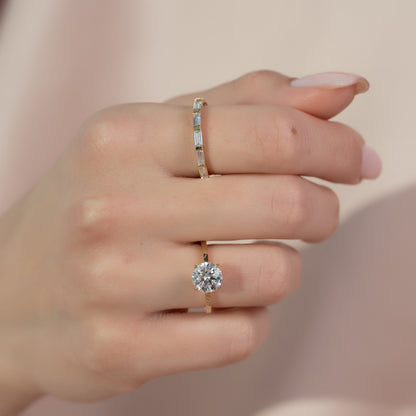 2.0CT Round Brilliant Moissanite Solitaire Diamond Engagement Ring