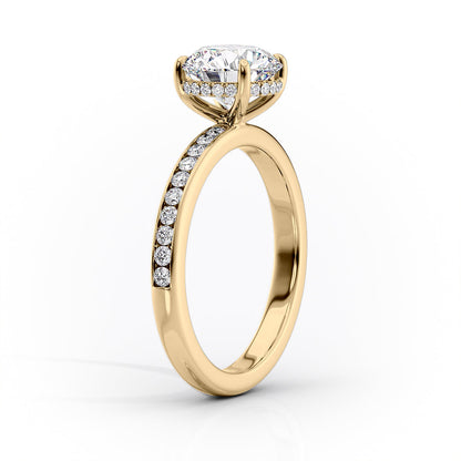 1.50 CT Round Cut Pave Moissanite Diamond Engagement Ring