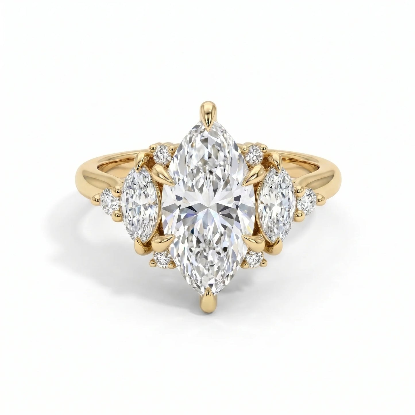 4.0CT Marquise Diamond Moissanite Cluster Engagement Ring