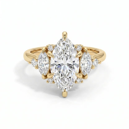 4.0CT Marquise Diamond Moissanite Cluster Engagement Ring