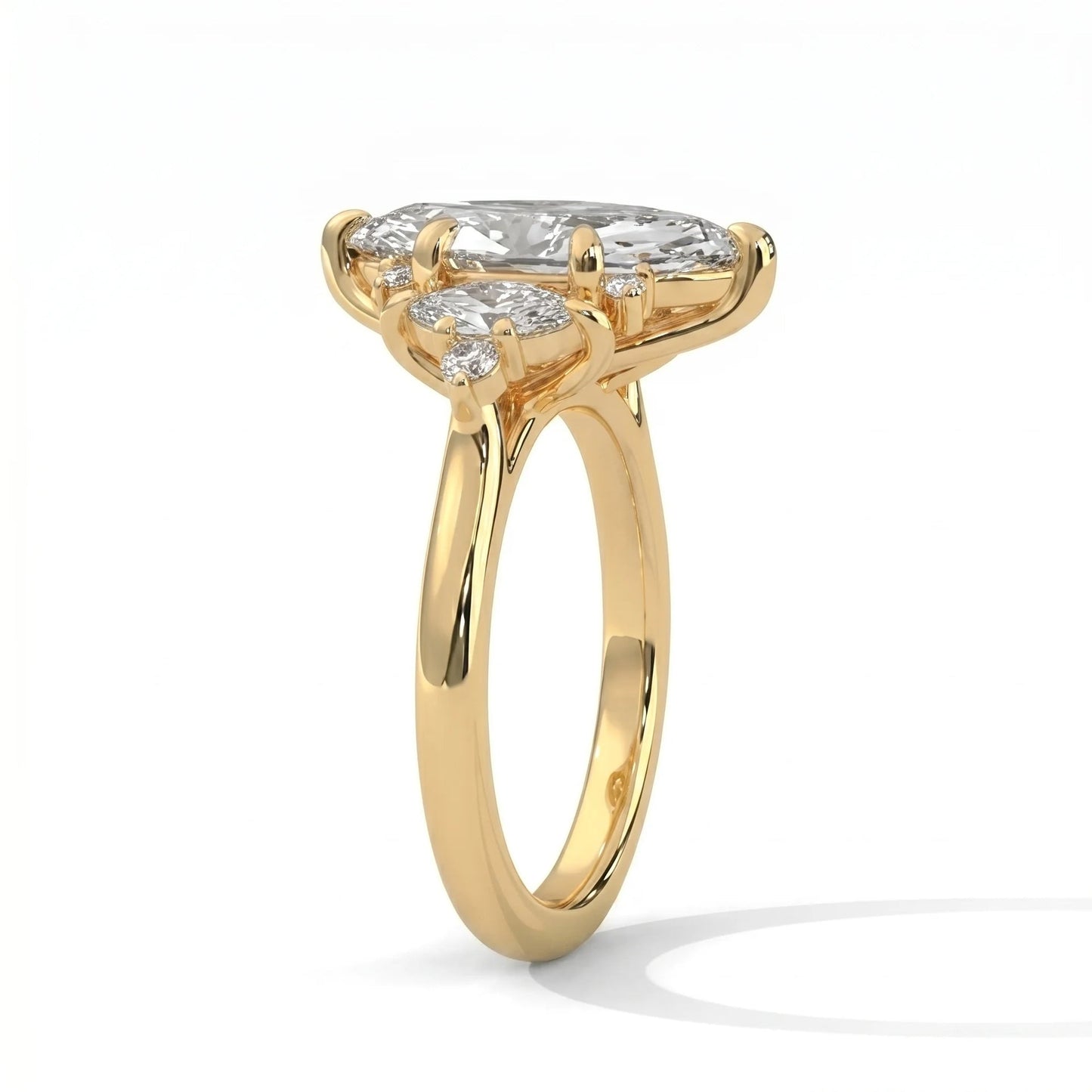 4.0CT Marquise Diamond Moissanite Cluster Engagement Ring