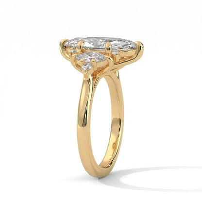 4.0CT Marquise Diamond Moissanite Cluster Engagement Ring