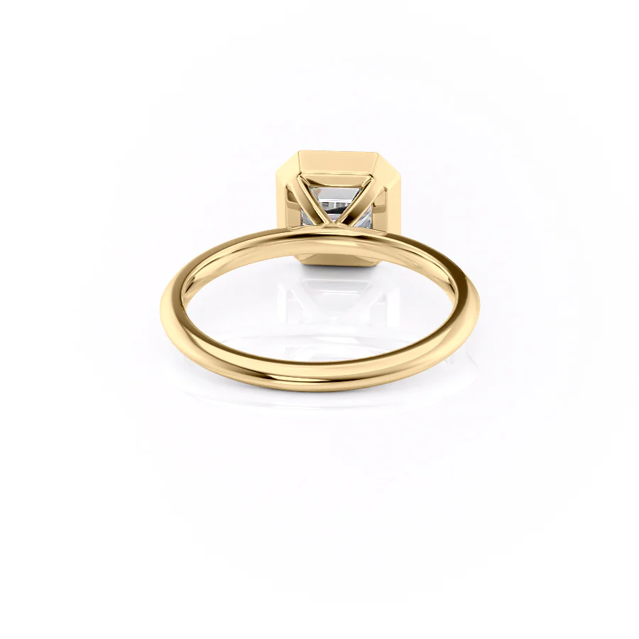 1.0CT Asscher Diamond Moissanite Bezel Engagement Ring