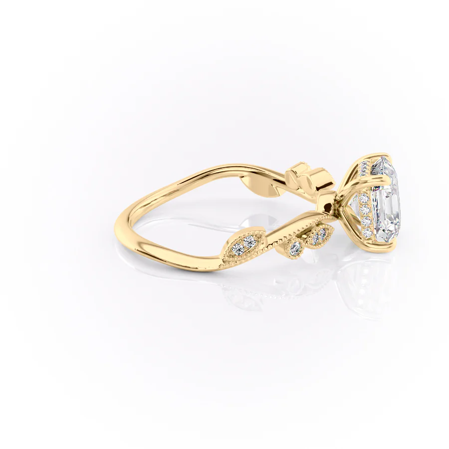 1.0CT Asscher Diamond Moissanite Milgrain Engagement Ring