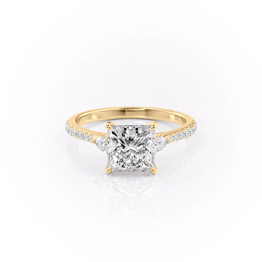 1.0CT Princess Diamond Moissanite Three Stone Engagement Ring