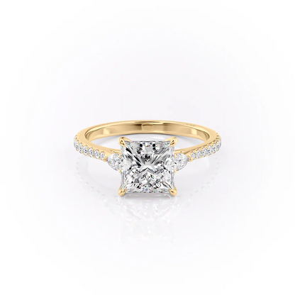 1.0CT Princess Diamond Moissanite Three Stone Engagement Ring