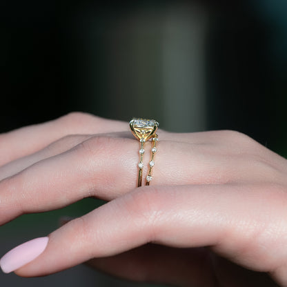 1.50 CT Elongated Cushion Cut Petite Pave Moissanite Diamond Engagement Ring