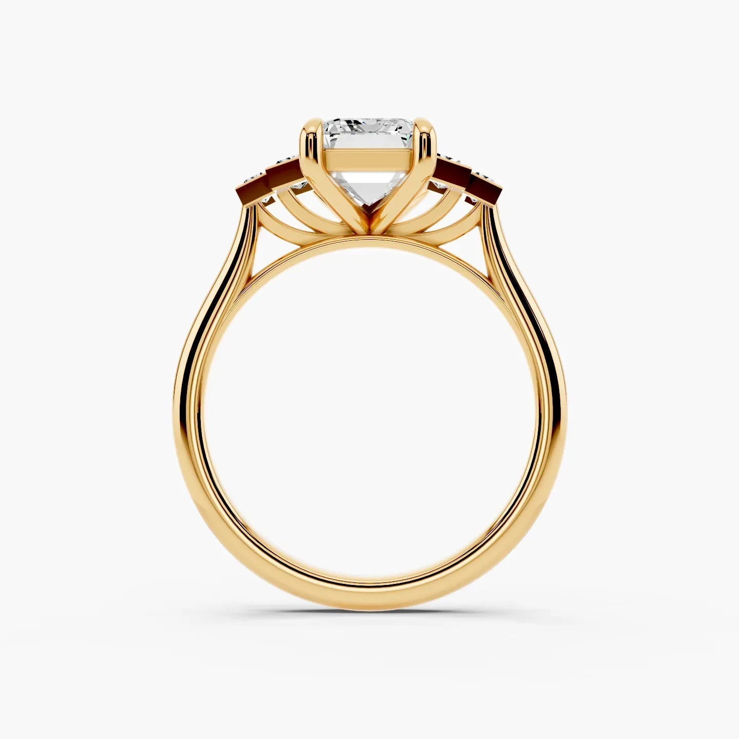1.50 CT Emerald Cut Five Stone Moissanite Diamond Engagement Ring