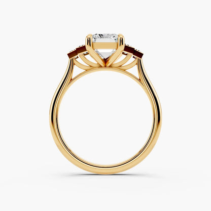 1.50 CT Emerald Cut Five Stone Moissanite Diamond Engagement Ring