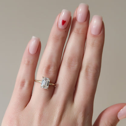 1.50 CT Emerald Cut Cluster Moissanite Diamond Solitaire Engagement Ring