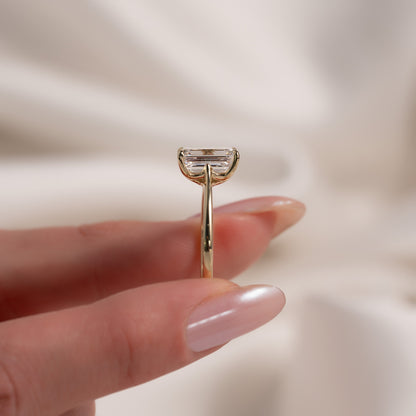 1.50 CT Emerald Cut Solitaire Moissanite Diamond Engagement Ring