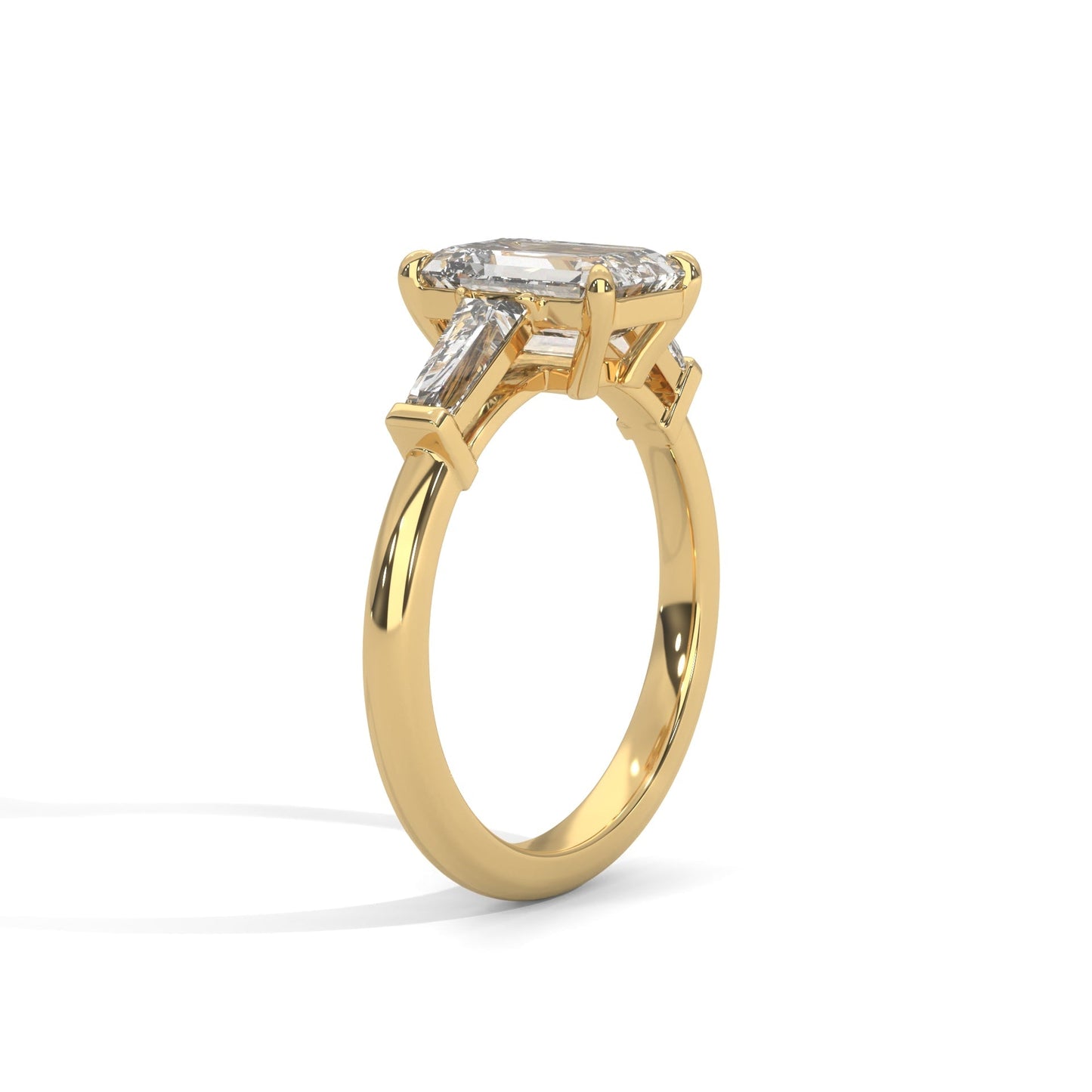 1.50 CT Emerald Cut Three Stone Moissanite Diamond Engagement Ring