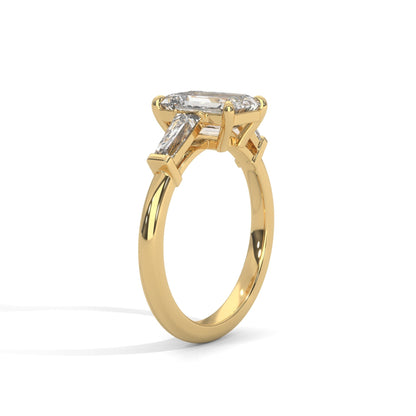 1.50 CT Emerald Cut Three Stone Moissanite Diamond Engagement Ring