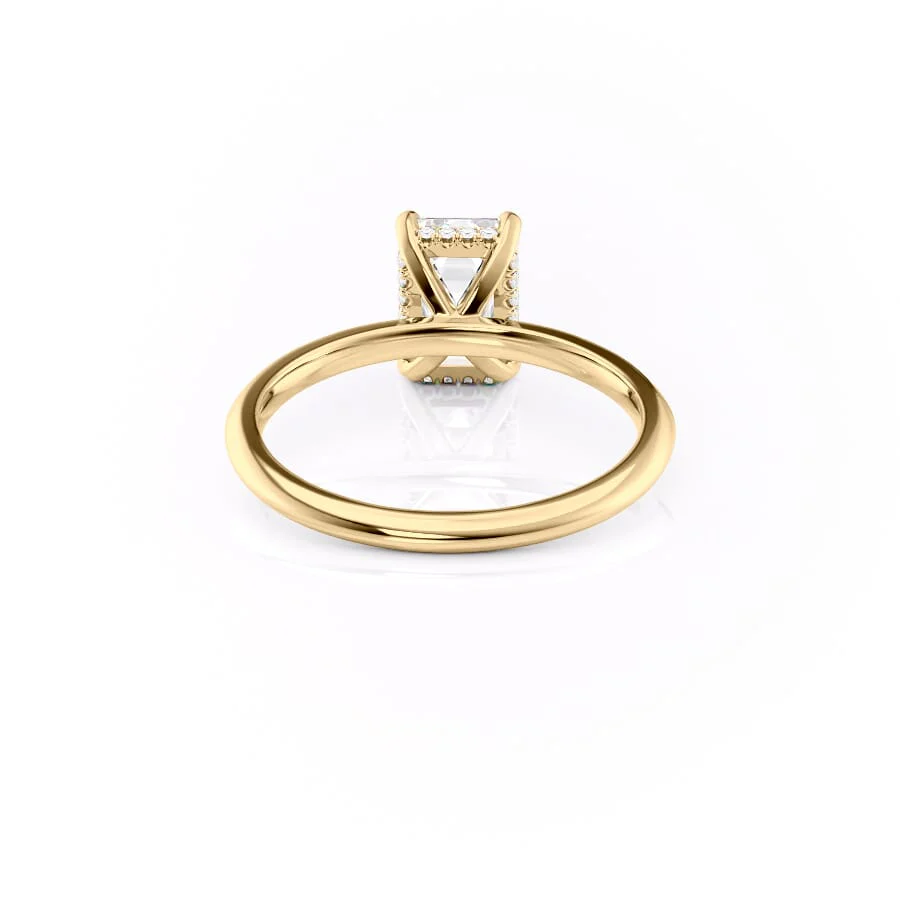 1.50 CT Emerald Cut Hidden Halo Moissanite Diamond Engagement Ring
