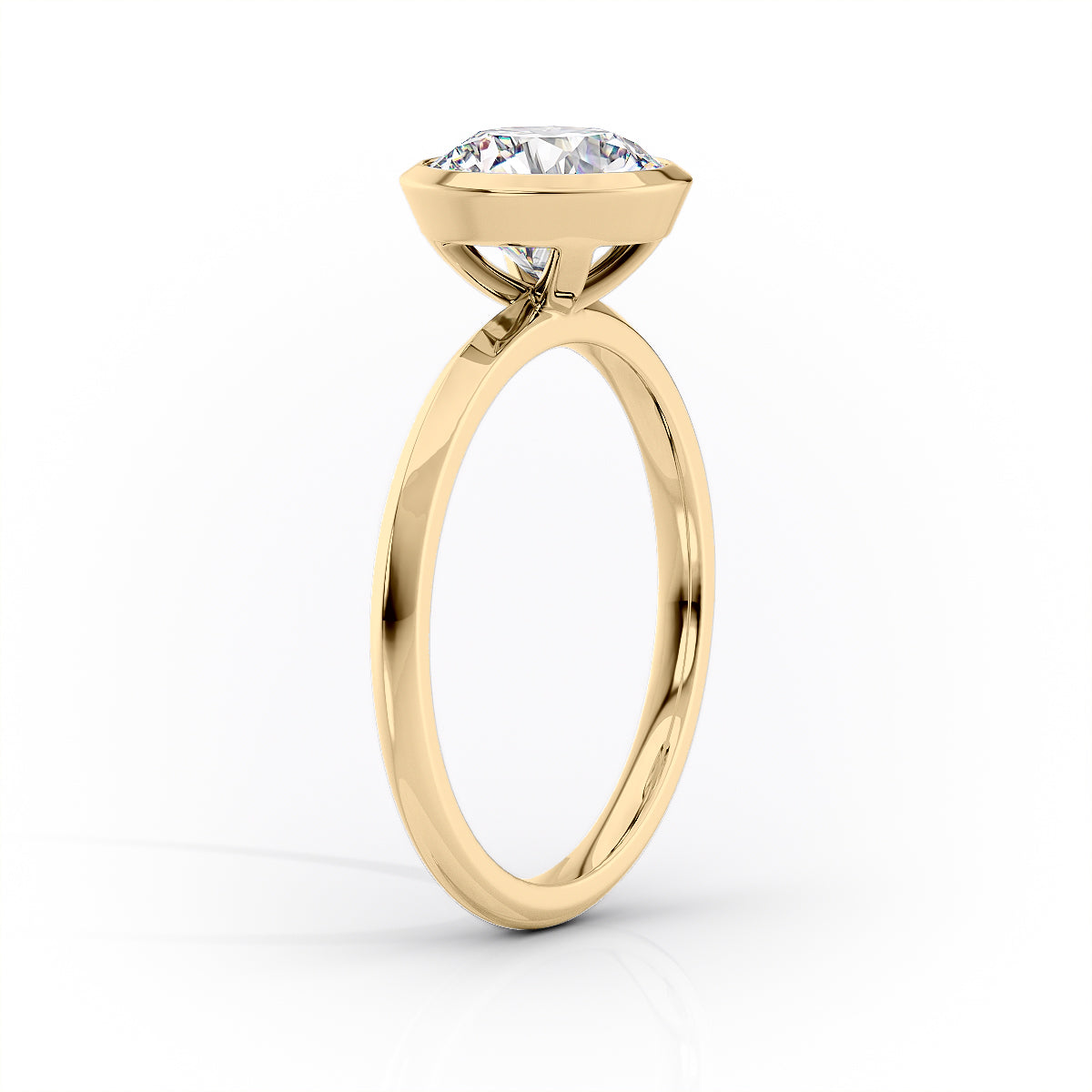 1.0CT Asscher Diamond Moissanite Bezel Engagement Ring