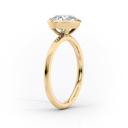 1.0CT Asscher Diamond Moissanite Bezel Engagement Ring