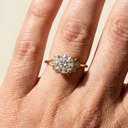 3.50 CT Round Cut Cluster Moissanite Diamond Engagement Ring