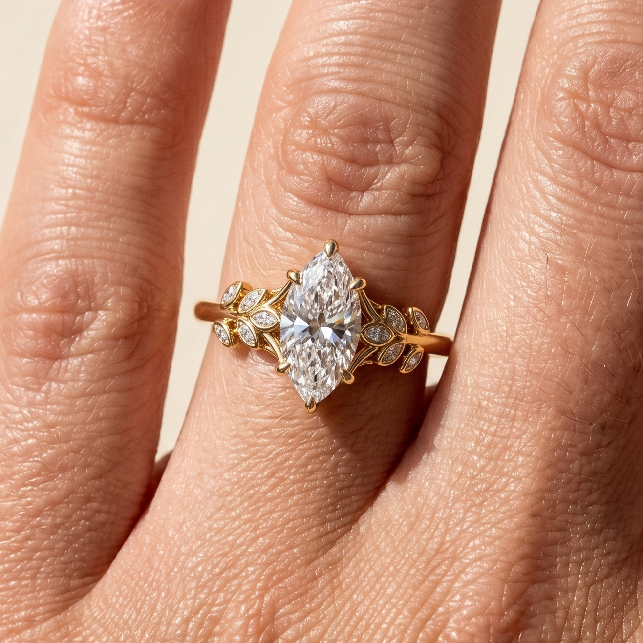 4.0CT Marquise Cut Moissanite Diamond Bezel Cluster Engagement Ring