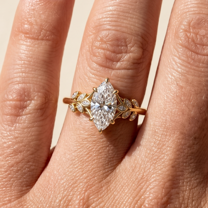 4.0CT Marquise Cut Moissanite Diamond Bezel Cluster Engagement Ring
