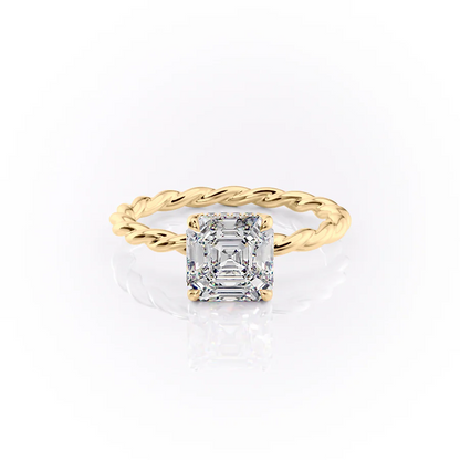 1.0CT Asscher Diamond Moissanite Braided Engagement Ring